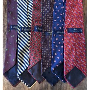 LOT OF 6 Brooks Brothers Ties 100% Silk Makers Tie Floral Necktie Stripe Paisley